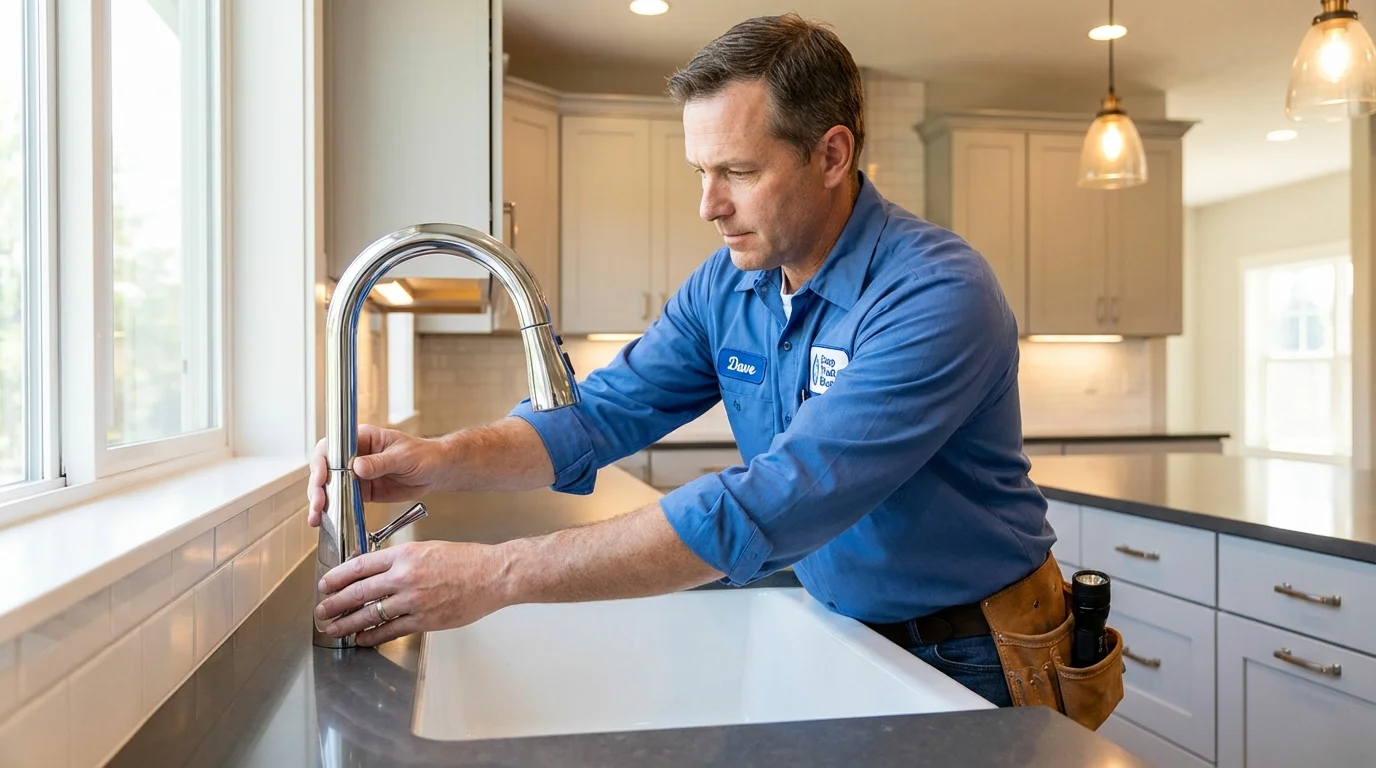 Kitchen faucet installation by Johns Plumbing LLC in Jamestown